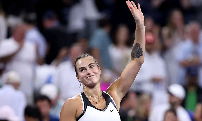 Aryna Sabalenka celebrates defeating Cristina Bucsa of Spain after their Women’s Singles Fourth Round match on Day Eight of the 2025 US Open at USTA Billie Jean King National Tennis Centre on August 31, 2025 in the Flushing neighborhood of the Queens borough of New York City. — AFP