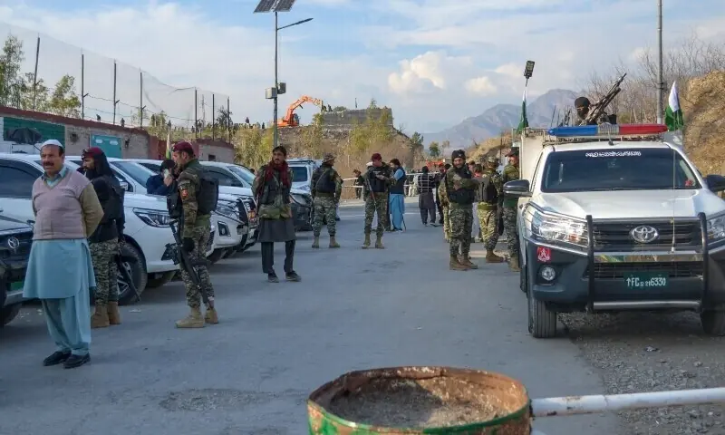 Frontier Constabulary and army personnel gather near an ambushed region in Kurram, Khyber Pakhtunkhwa on January 17. Used for representation. — AFP/ File