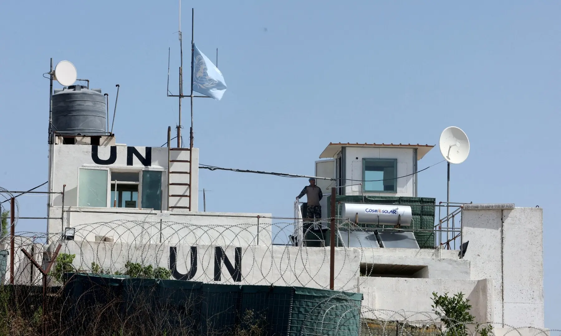 A UN peacekeeper of the United Nations Interim Force in Lebanon (UNIFIL) stands at his post in the village of Markaba, near the border with Israel, southern Lebanon on August 31, 2023. &mdash; Reuters/Aziz Taher//File