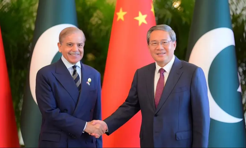 Prime Minister Shehbaz Sharif meets with Chinese Premier Li Qiang in Beijing on Sept 4, 2025. —  X/CMShehbaz