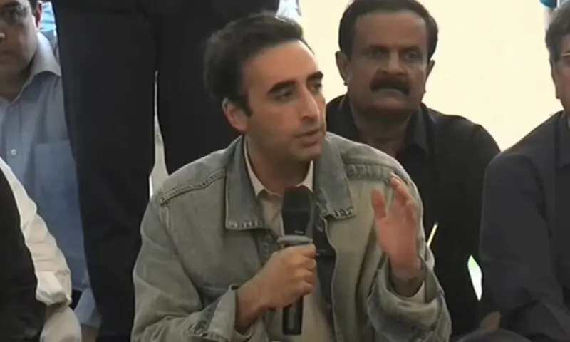 PPP Chairman Bilawal Bhutto Zardari speaks at a gathering in Kasur on Friday. — DawnNewsTV