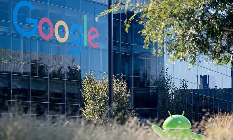 In this file photograph taken on November 4, 2016, a Google logo and Android statue are seen at the Googleplex in California, US. &mdash; AFP
