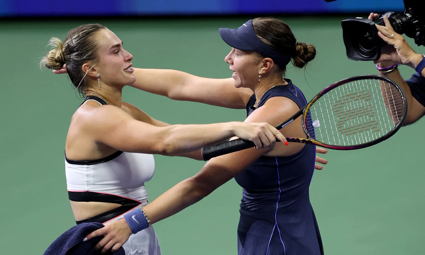 Aryna Sabalenka after her straight sets victory against Amanda Anisimova of the US during their Women&rsquo;s Singles Final match on Day Fourteen of the 2025 US Open at USTA Billie Jean King National Tennis Centre on Sept 06, 2025 in New York City. &mdash; AFP