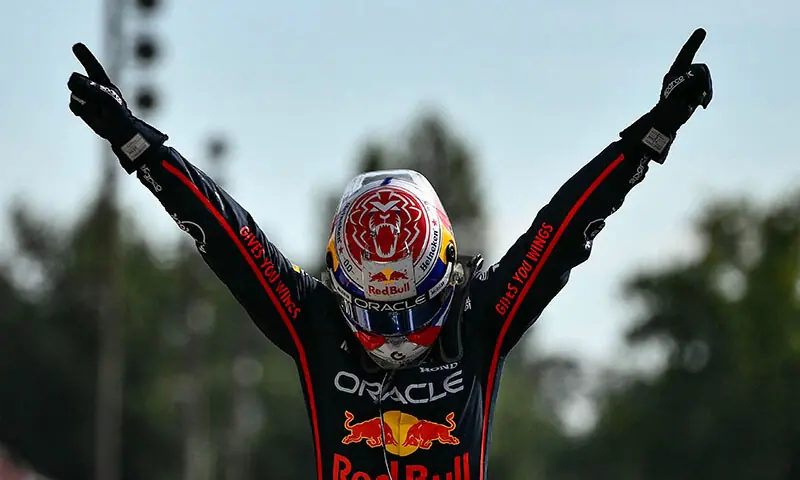 Red Bull Racing&rsquo;s Dutch driver Max Verstappen celebrates after winning the Italian Formula One Grand Prix at the Autodromo Nazionale Monza circuit, in Monza, northern Italy on September 7. &mdash; AFP