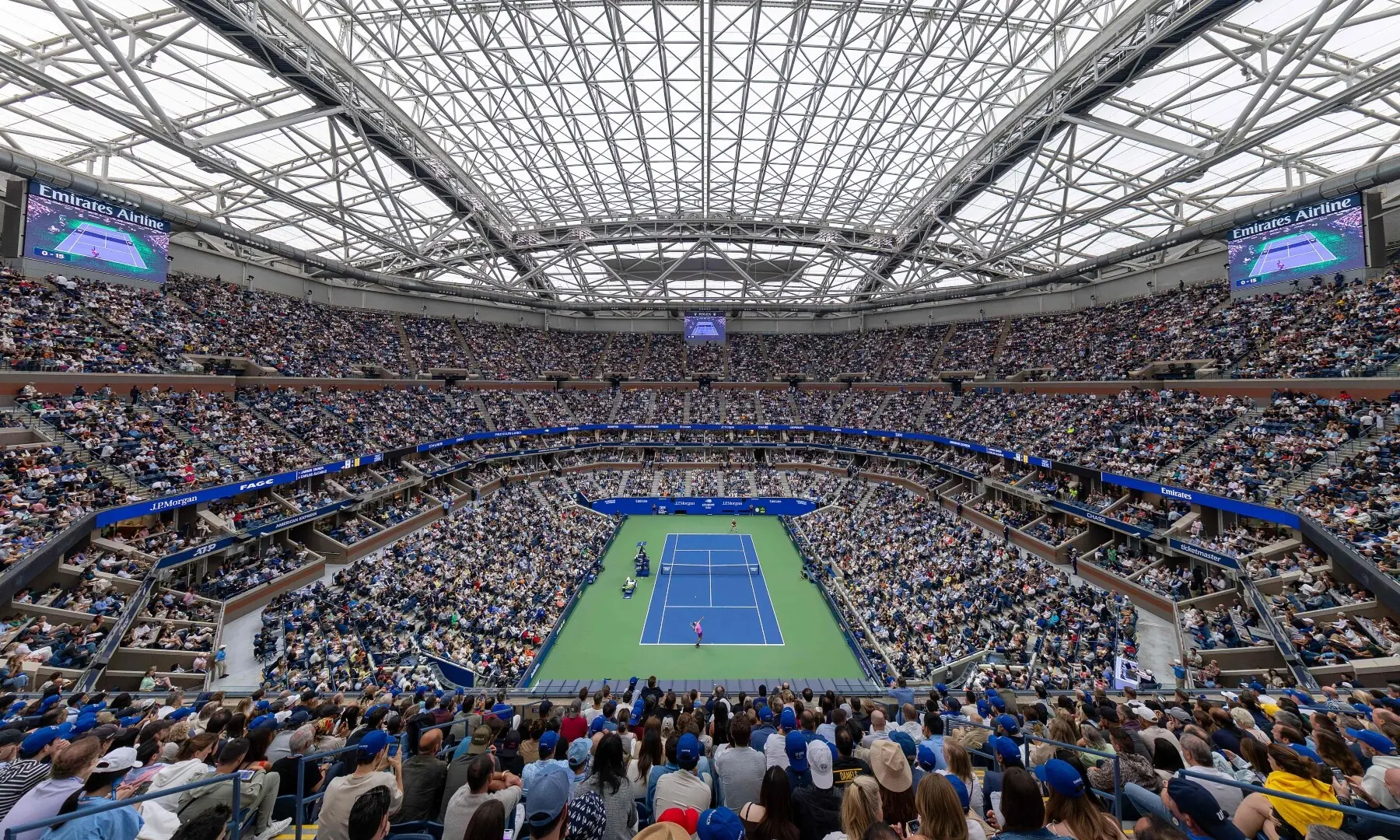 Carlos Alcaraz of Spain serves against Jannik Sinner of Italy during their Men’s Singles Final match on Day Fifteen of the 2025 US Open at USTA Billie Jean King National Tennis Centre on Sept 7, 2025 in New York City. — AFP Carlos Alcaraz of Spain serves against Jannik Sinner of Italy during their Men’s Singles Final match on Day Fifteen of the 2025 US Open at USTA Billie Jean King National Tennis Centre on Sept 7, 2025 in New York City. — AFP
