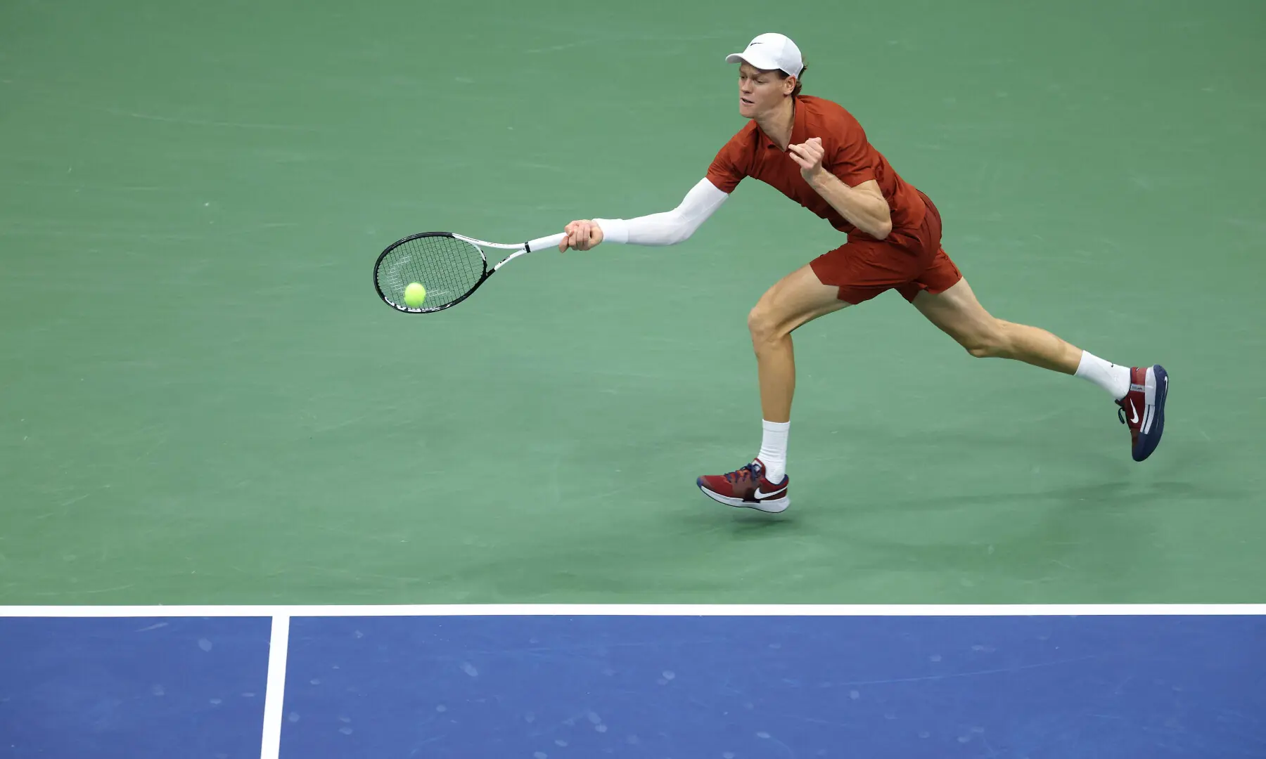  Jannik Sinner of Italy returns against Carlos Alcaraz of Spain during their Men’s Singles Final match on Day Fifteen of the 2025 US Open at USTA Billie Jean King National Tennis Centre on Sept 7, 2025 in New York City. — AFP 