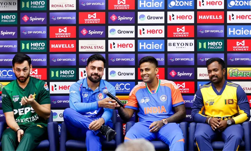 Captains at the pre-tournament press conference in Dubai on September 9. &mdash; X/ACC