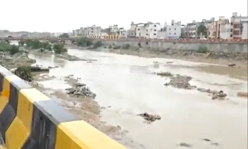The image shows Malir river inundated following heavy monsoon rains in Karachi on Sept 10, 2025. &mdash; X/sindhinfodepart