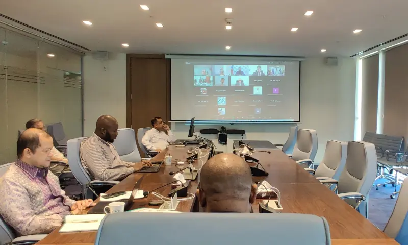 Special Assistant to the Prime Minister on Industries and Production Haroon Akhtar Khan attends the first virtual conference of the D-8 Organisation for Economic Cooperation on Sept 10, 2025. &mdash; X/D8org