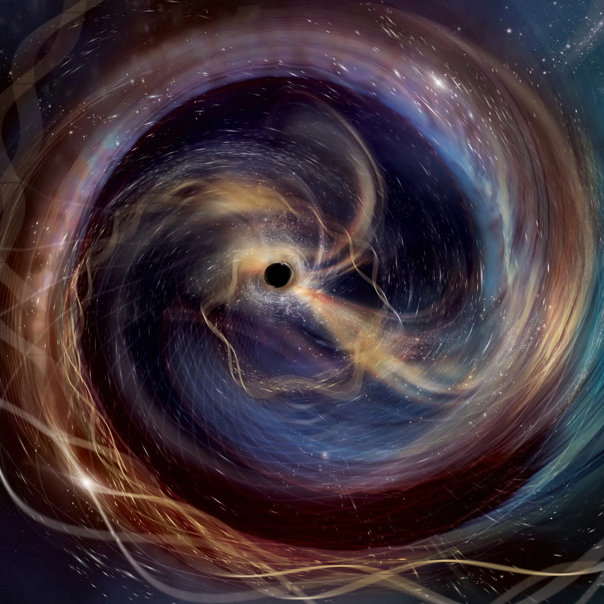 This artist’s conception shows events immediately preceding a powerful collision between two black holes, observed in gravitational waves by the US National Science Foundation’s LIGO. It depicts the view from one of the black holes as it spirals toward its cosmic partner. The image was released on Sept 9, 2025. —Aurore Simonnet (SSU/EdEon)/Handout via Reuters. This artist’s conception shows events immediately preceding a powerful collision between two black holes, observed in gravitational waves by the US National Science Foundation’s LIGO. It depicts the view from one of the black holes as it spirals toward its cosmic partner. The image was released on Sept 9, 2025. —Aurore Simonnet (SSU/EdEon)/Handout via Reuters.