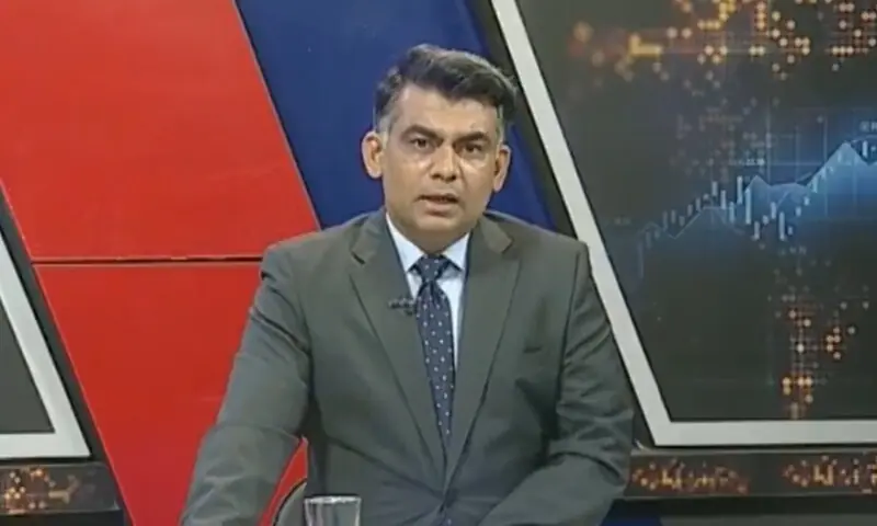 Journalist Shahbaz Rana speaks during a talk show. &mdash; X/@81ShahbazRana/File