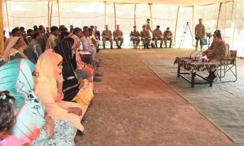  COAS Field Marshal Asim Munir interacts with flood-affected people in Punjab in a picture released on Sept 13, 2025. &mdash; ISPR 