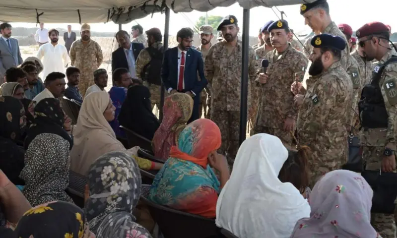  COAS Field Marshal Asim Munir interacts with flood-affected people in Punjab in a picture released on Sept 13, 2025. &mdash; ISPR 
