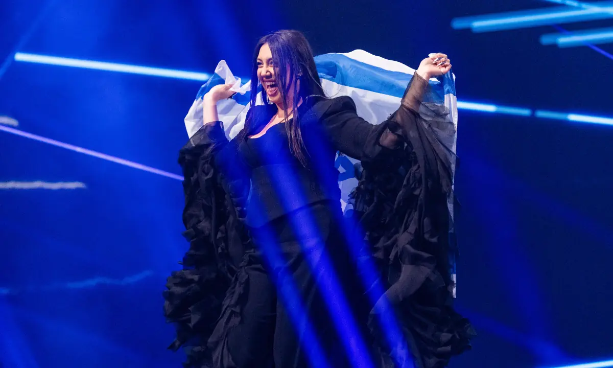  Israeli contestant Yuval Raphael at the flag parade during the final round of the Eurovision Song Contest 2025. Photo: EBU/Corinne Cumming 