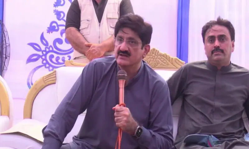  Sindh CM Syed Murad Ali Shah speaks to the media during a visit to Kashmore on Sept 14. &mdash; DawnNewsTV 