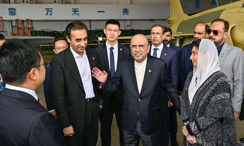 President Asif Ali Zardari visits the Aviation Industry Corporation of China in Chengdu, China on September 14. &mdash; X/@PresofPakistan