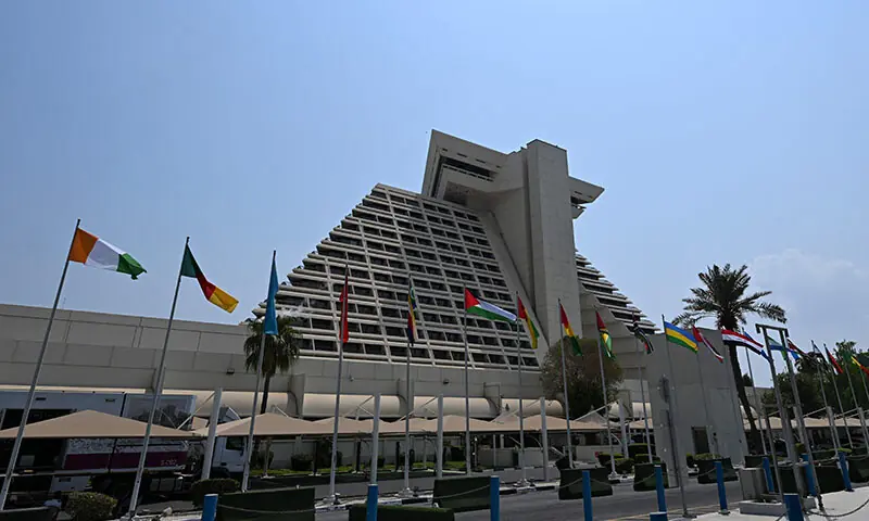 Flags fly in front of the hotel where the Arab-Islamic summit, organised to discuss the recent Israeli attack on Qatar, was held in Doha, Qatar on September 14. — AFP Flags fly in front of the hotel where the Arab-Islamic summit, organised to discuss the recent Israeli attack on Qatar, was held in Doha, Qatar on September 14. — AFP