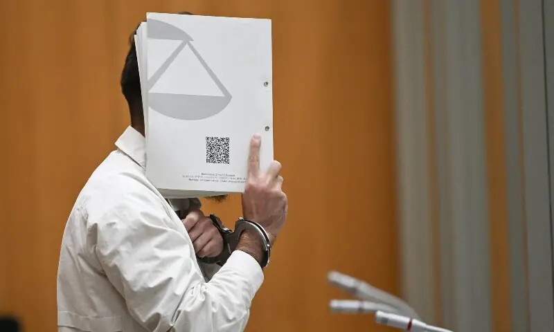 The defendant Sulaiman A stands in the courtroom of the Higher Regional Court in Stuttgart-Stammheim, Germany, on September 16. &mdash; Reuters
