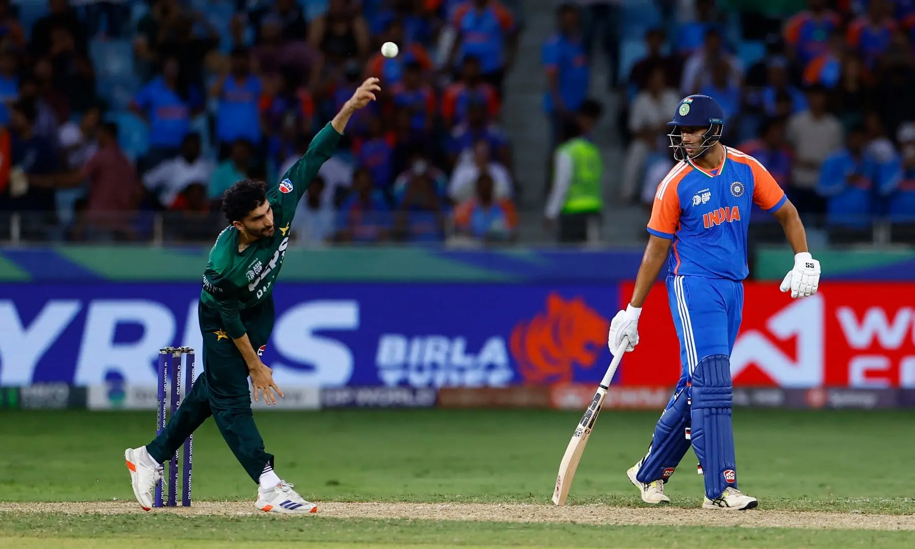Sufiyan Muqeem in action during the Asia Cup 2025 T20 match between India and Pakistan at the Dubai International Stadium in Dubai on Sept 14, 2025. &mdash; Reuters