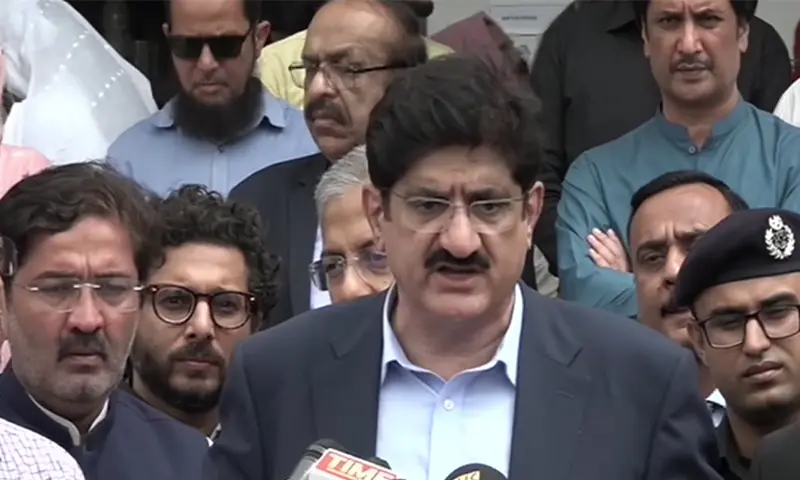 CM Sindh Murad Ali Shah speaks to the media in Karachi on Sept 17. &mdash; DawnNewsTV