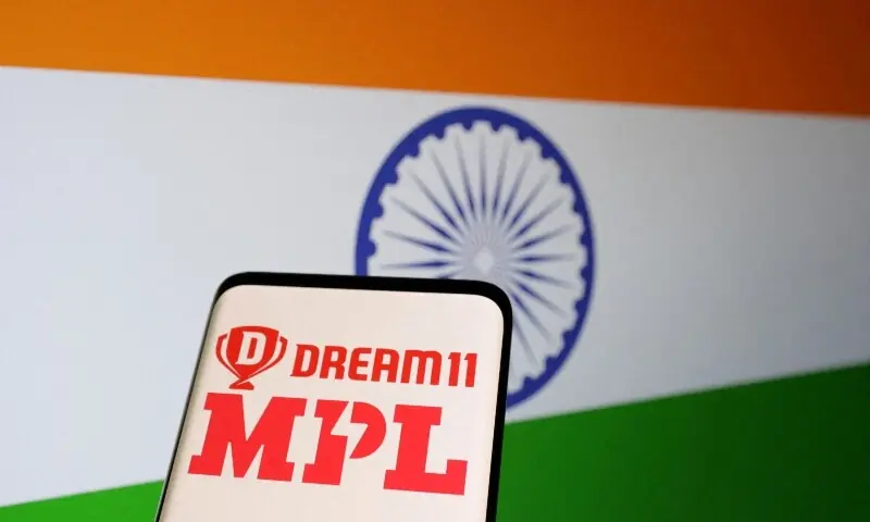 Dream11 and MPL logos are displayed in front of the Indian flag in this Illustration taken on September 14, 2022. &mdash; Reuters/File