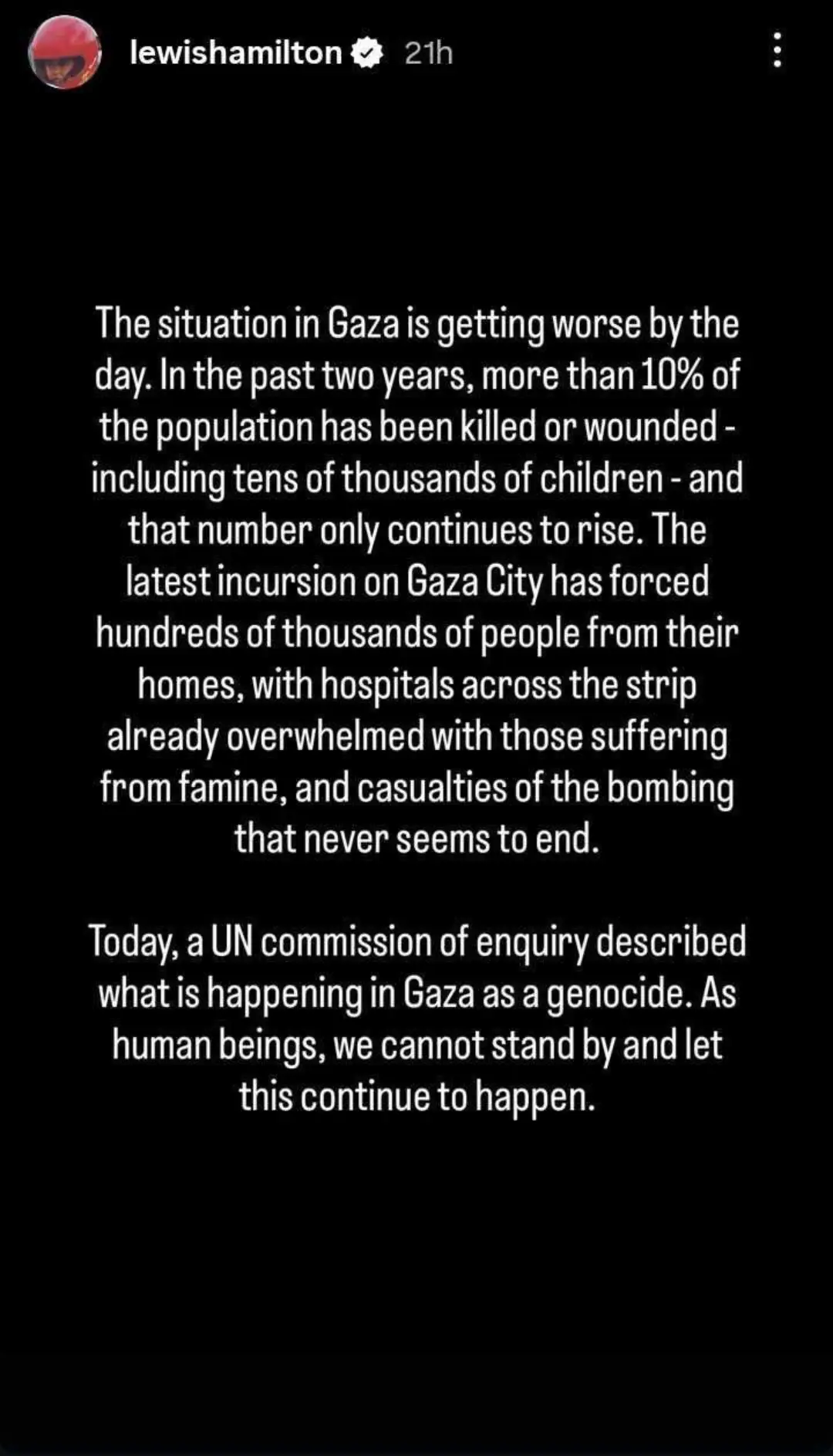 Star F1 Driver Lewis Hamilton Says we Cannot Stand By And Let Genocide star-f1-driver-lewis-hamilton-says-we-cannot-stand-by-and-let-genocide