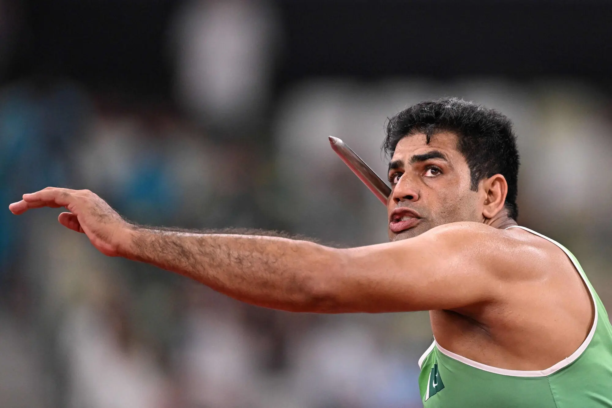 Arshad Nadeem competes in the men&rsquo;s javelin throw Group B qualification during the World Athletics Championships in Tokyo, Japan on September 17. &mdash; AFP