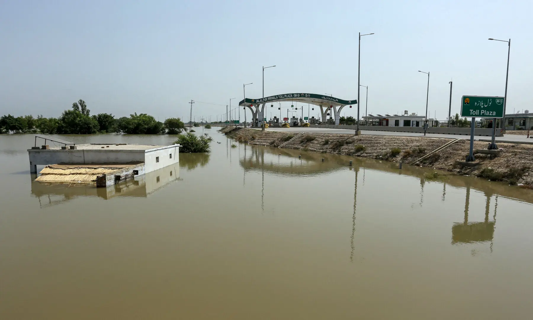  A general view of a closed motorway damaged by floodwater at Jalalpur Pirwala, in Multan district, Punjab on Sept 17, 2025, after the Chenab River overflowed following heavy monsoon rains. &mdash; AFP 