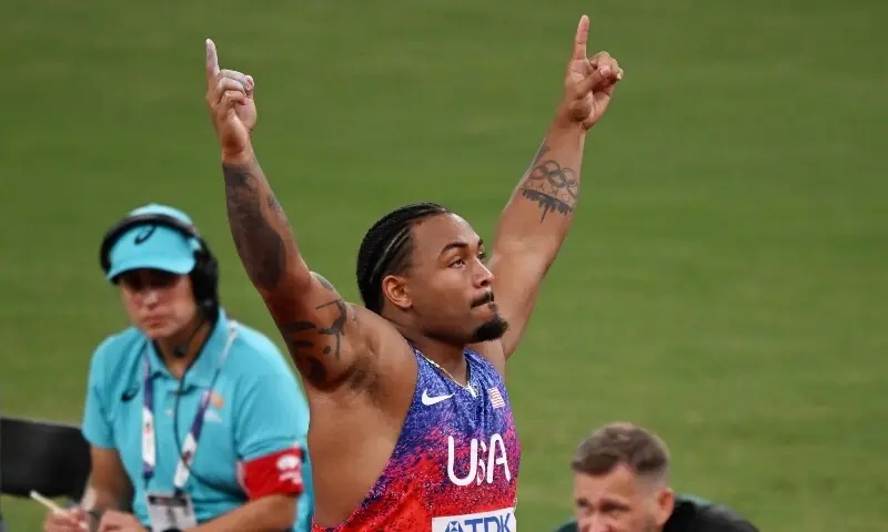 Curtis Thompson reacts during the final. &mdash; Reuters