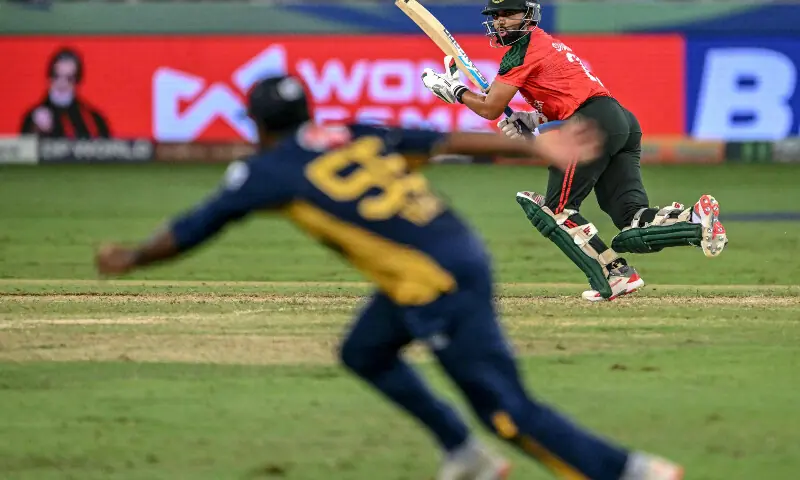 Bangladesh&rsquo;s Shamim Hossain runs between the wickets during the Asia Cup 2025 Super Four Twenty20 international cricket match between Bangladesh and Sri Lanka at the Dubai International Stadium in Dubai on September 20, 2025. &mdash; AFP