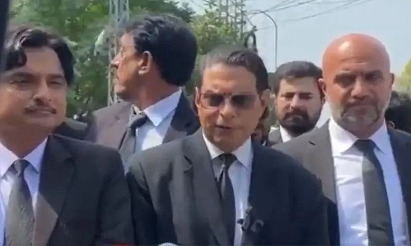 PTI founder Imran Khan&rsquo;s lawyers speak to the media on Tuesday. &mdash; Screengrab via PTI YouTube