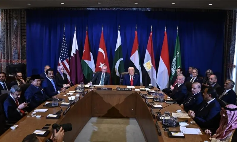 US President Donald Trump attend a multilateral meeting on Gaza with several Muslim country leaders during the 80th United Nations General Assembly at the UN Headquarters in New York, United States, on September 23, 2025. — Anadolu Agency