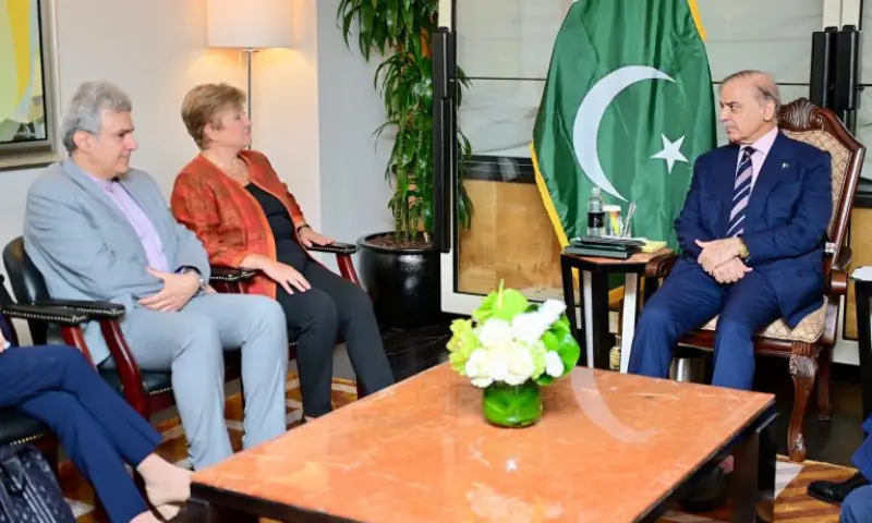 Prime Minister Shehbaz Sharif in a meeting with Managing Director of the International Monetary Fund Kristalina Georgieva. — APP Prime Minister Shehbaz Sharif in a meeting with Managing Director of the International Monetary Fund Kristalina Georgieva. — APP