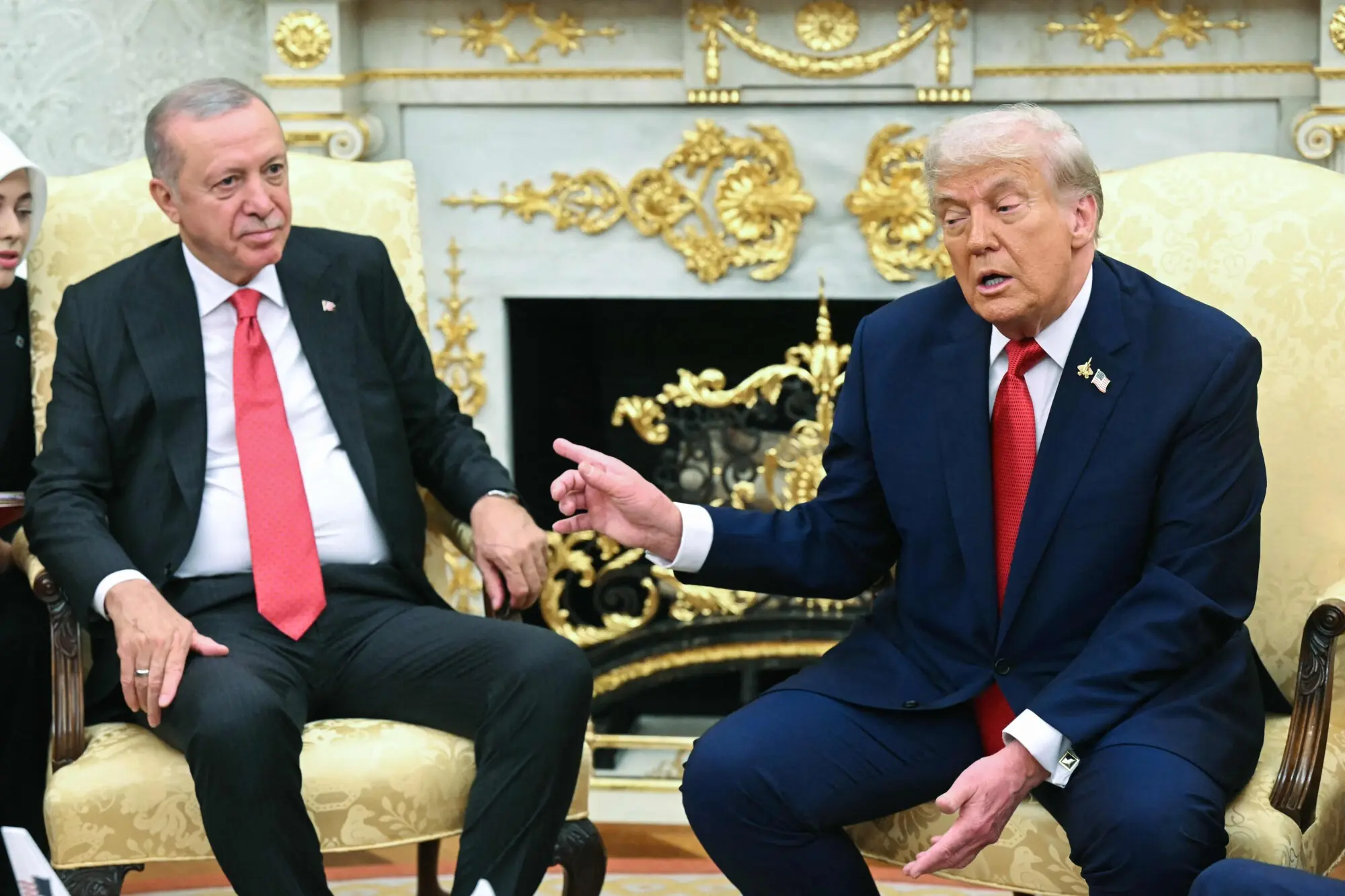US President Donald Trump and Turkish President Recep Tayyip Erdogan meet in the Oval Office of the White House in Washington DC, the US on September 25. &mdash; AFP