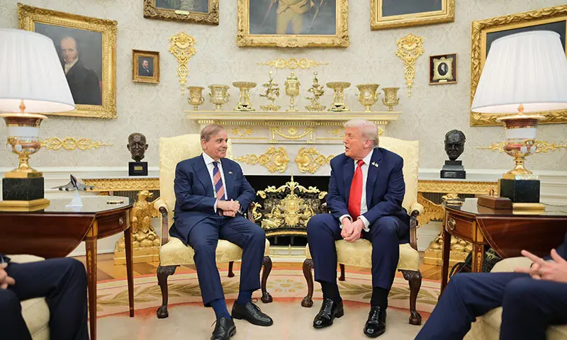Prime Minister Shehbaz Sharif and US President Donald Trump hold a meeting in the Oval Office of the White House in Washington, DC on September 25. — Photo courtesy PMO