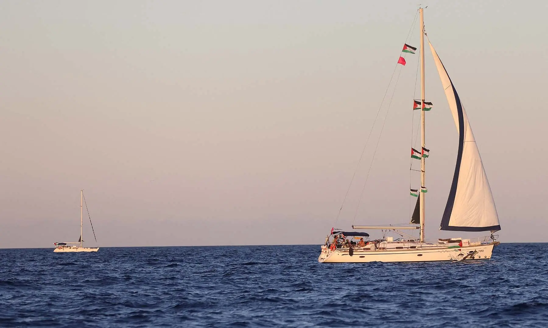 Sailing boats, part of the Global Sumud Flotilla, sail off Crete island, Greece on September 25. — Reuters