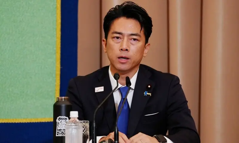 Agriculture Minister Shinjiro Koizumi speaks during the Liberal Democratic Party Presidential Election Candidate Debate at Japan National Press Club in Tokyo, Japan, Sept 24. &mdash; Reuters