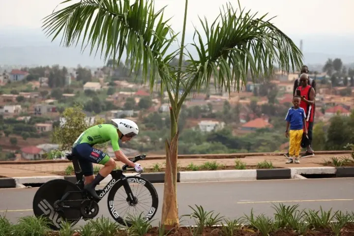 Tadej Pogacar competes in the men&rsquo;s Elite Individual Time Trial cycling event during the UCI 2025 Road World Championships, in Kigali, on September 21. &mdash;AFP (File)
