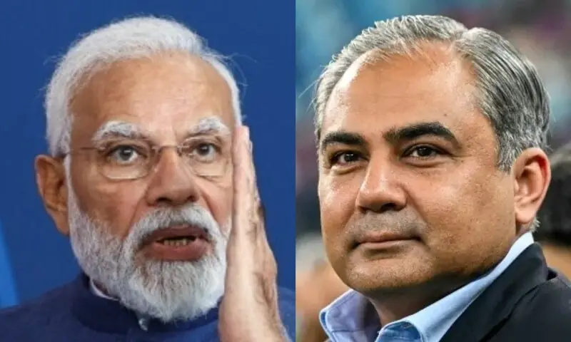 Collage showing Indian Prime Minister Narendra Modi and Asian Cricket Council (ACC) and Pakistan Cricket Board (PCB) chairman Mohsin Naqvi. &mdash; Reuters/AFP