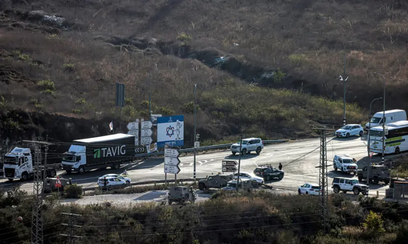 Israeli security forces restrict traffic along a road near the scene of a reported ramming attack at the Jit junction, west of Nablus in the occupied West Bank on September 28. — AFP