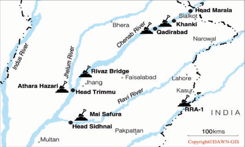 THIS map shows the locations of controlled breaches, carried out by authorities so far to save major urban centres in Punjab. According to PDMA, arrangements are in place to breach more dykes at Head Muhammadwala, Shershah and Rangpur.