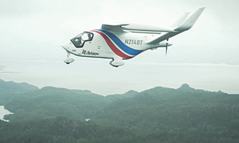 THE electric plane during its test run from Stavanger to Bergen.&mdash;Courtesy Avinor