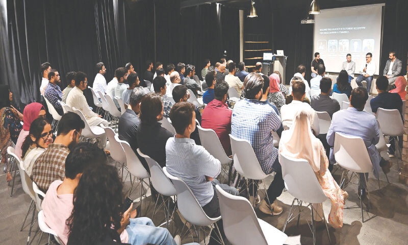 Entrepreneurs take part in a panel discussion of start-up founders and industry experts at the NIC Karachi | NIC Karachi