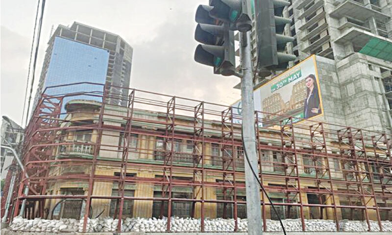 Multiple high-rises can be seen surrounding the area where the Homi Katrak Mansion stands on Abdullah Haroon Road: areas such as this, with high cultural nodes and low-density architecture, have now been surrounded by vertical construction