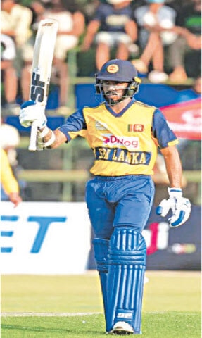 SRI LANKAN batter Kamal Mishara celebrates scoring a half-century against Zimbabwe during the third T20I at the Harare Sports Club on Sunday.&mdash;Courtesy Sri Lanka Cricket