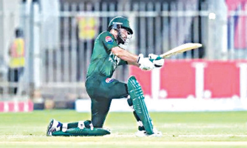 PAKISTAN batter Mohammad Nawaz plays a shot during the tri-nation T20 final against Afghanistan at the Sharjah Cricket Stadium on Sunday.—Courtesy ACC PAKISTAN batter Mohammad Nawaz plays a shot during the tri-nation T20 final against Afghanistan at the Sharjah Cricket Stadium on Sunday.—Courtesy ACC