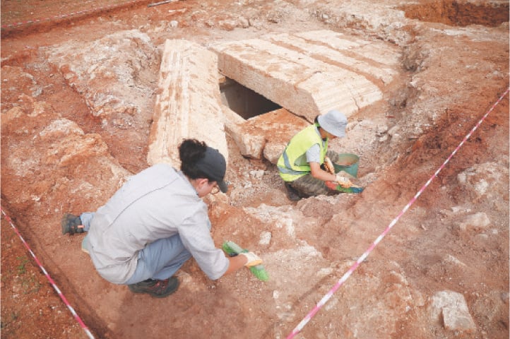 ARCHAEOLOGISTS work on Albania&rsquo;s first discovered `monumental tomb&rdquo;, which they suggest may be a mausoleum dated to the Roman period.&mdash;Reuters