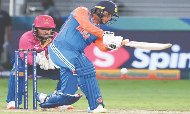 DUBAI: Indian opener Abhishek Sharma plays a shot during the Asia Cup match against the UAE at the Dubai International Stadium on Wednesday.&mdash;AFP