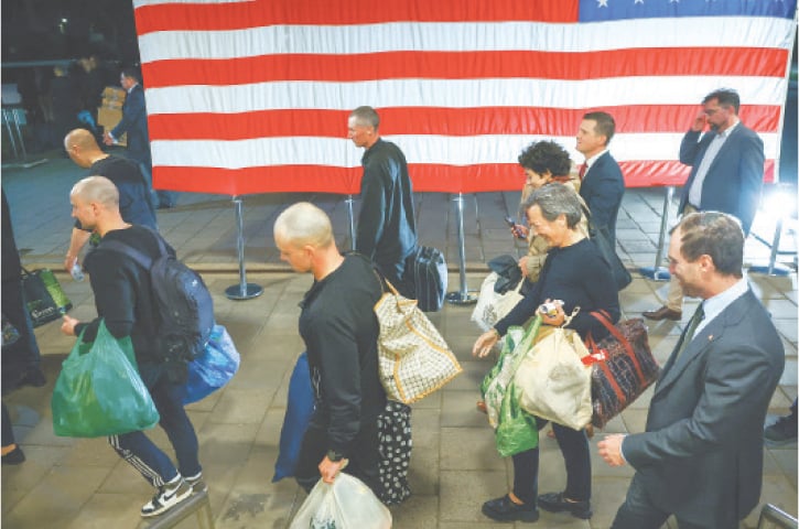  PRISONERS released from Belarus arrive at the US embassy in Lithuania.&mdash;Reuters 