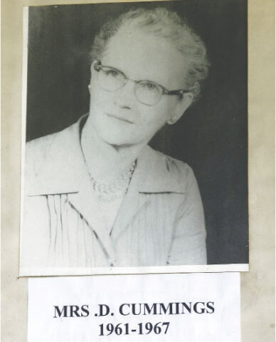 Mrs D. Cummings was the founder principal who went back to United States after making it a regular school in early 70&rsquo;s.